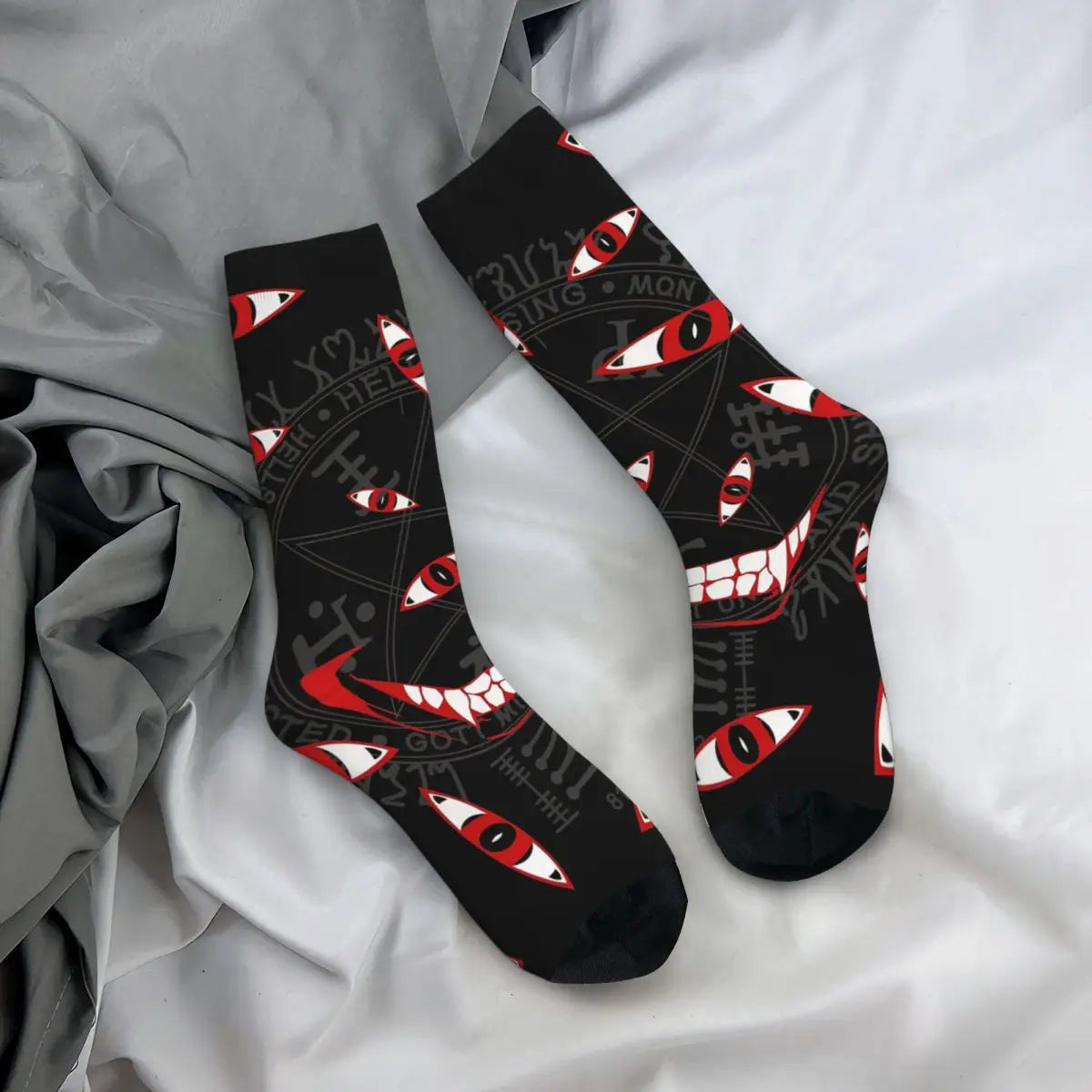 Funny Men's Socks Hellsing Eyes Retro Hip Hop Seamless Crew Sock Gift Pattern Printed