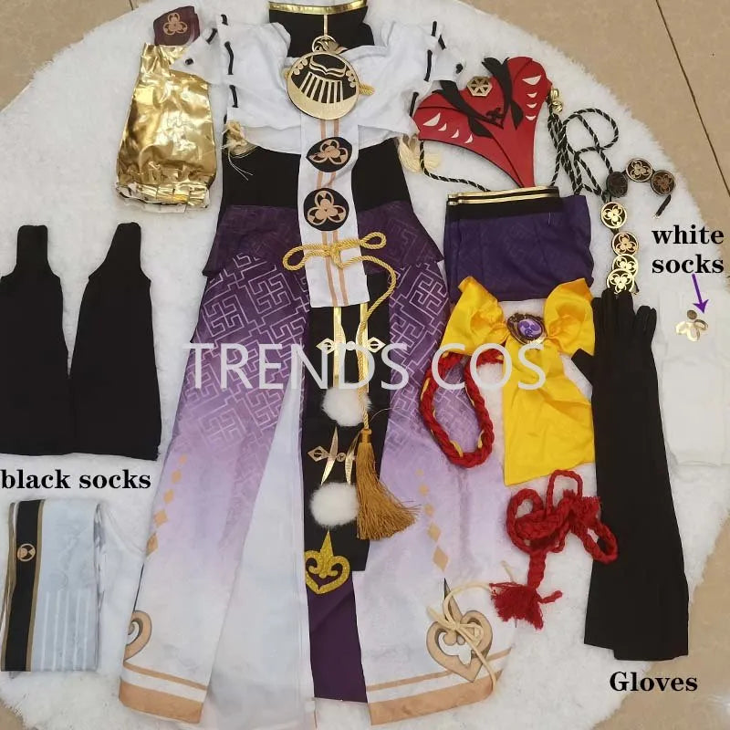 Juego de alta calidad Genshin Impact Kujo Sara disfraz de Cosplay Kujou Sara conjunto completo con máscara vestido calcetines peluca Sara trajes juego de rol