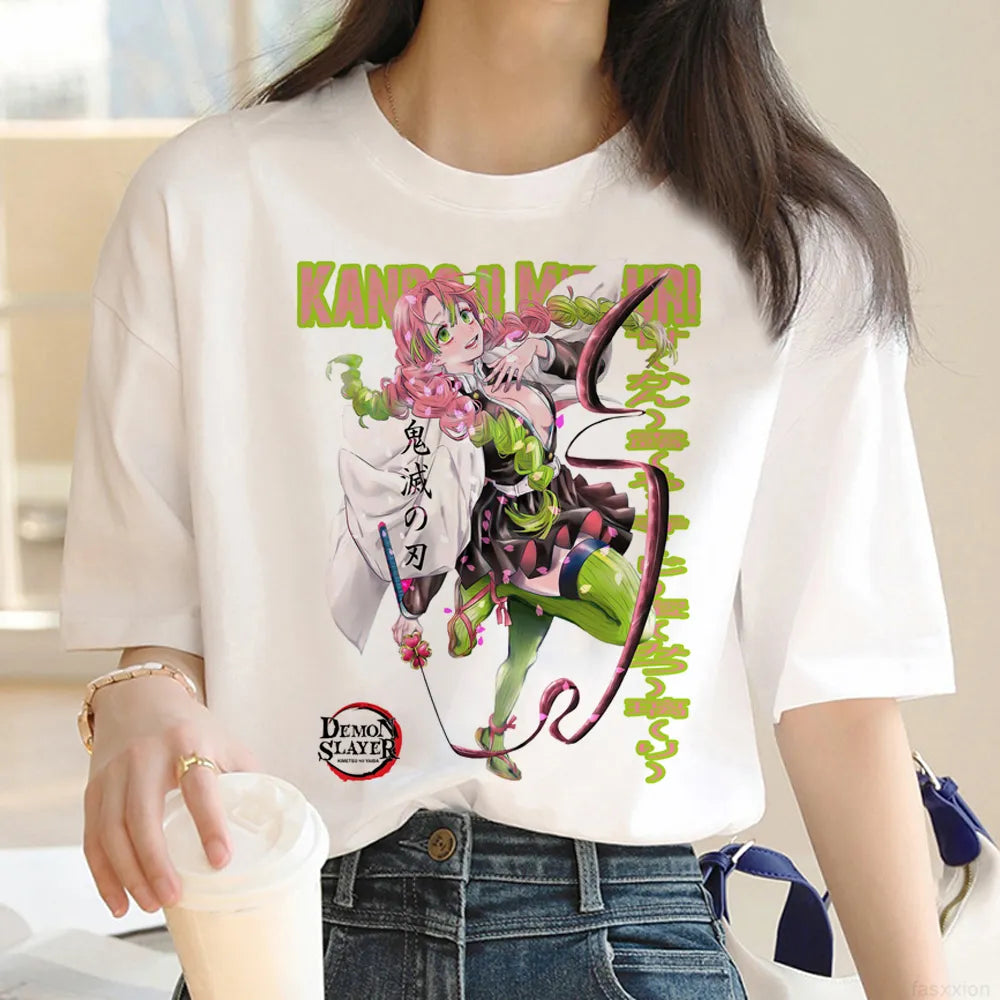 Demon Slayer Kanroji Mitsuri t shirt women Y2K t-shirts female manga y2k 2000s clothing