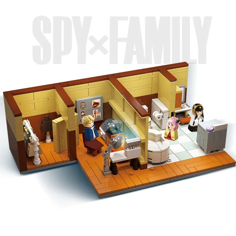 MOC-figura familiar de Spy X, Loid Anya Forger, Kit de modelo de acción, juego de bloques de habitación secreta para inodoro, regalos de Navidad, juguetes para niños