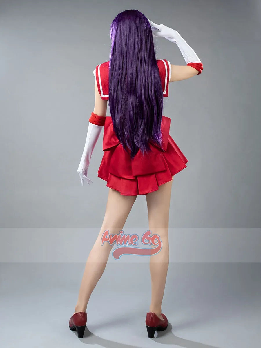 Anime Sailor Mars Hino Rei Cosplay disfraz vestido guantes lazos traje rojo peluca mp000570