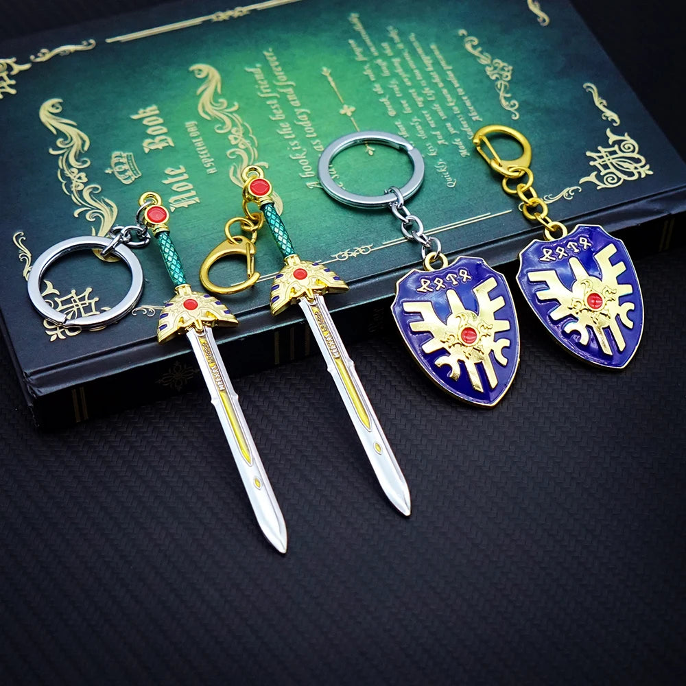 Doragon Kuesuto Keychain Shield Sword of Road Key Chain Dragon Quest Keyring Keychains for Men Game Accessories Car llaveros