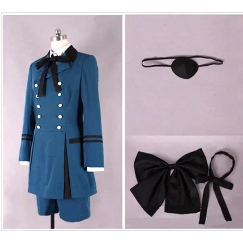 Anime Black Butler Kuroshitsuji Ciel Phantomhive Cosplay Costume Wig Halloween Party Women Men Full Set Clothing Blue Uniforms