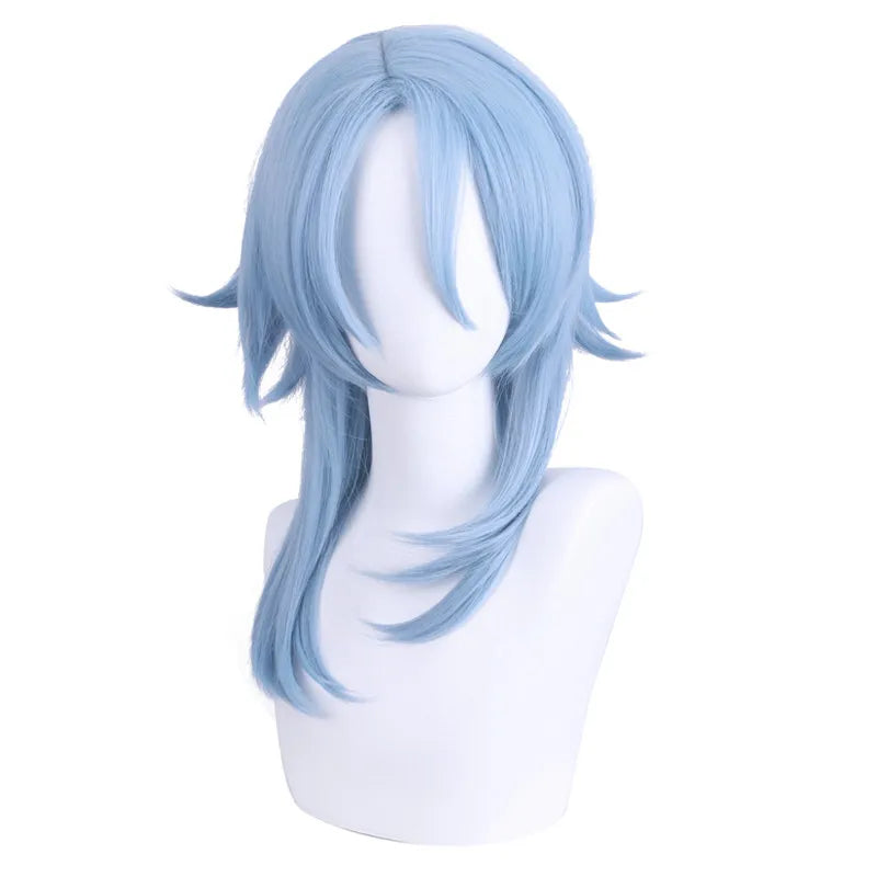 Genshin Impact-peluca azul hielo para Ayato Kamisato, peluca de Cosplay para Anime, peluca larga y esponjosa resistente al calor para fiesta de Halloween