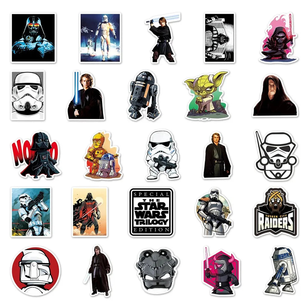 10/30/50pcs Cool Disney Cartoon Star Wars Stickers Decals Waterproof Graffiti Skateboard Luggage Laptop Stationery Kids Sticker