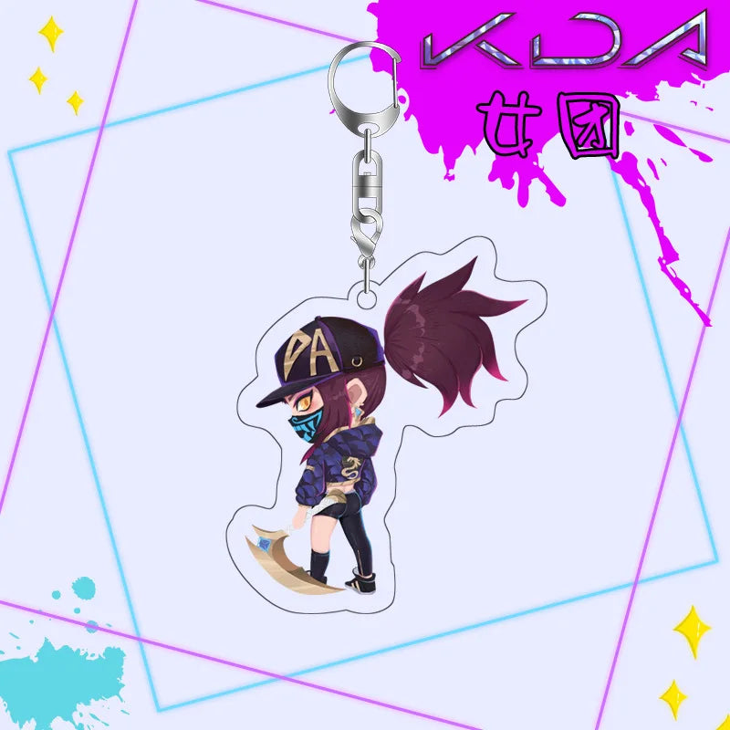 Anime League Of Legends Key Chains Acrylic Kda Figure Akali Ahri Kai'Sa Keyrings Kawaii Bags Keychain Pendant Gift For Friend