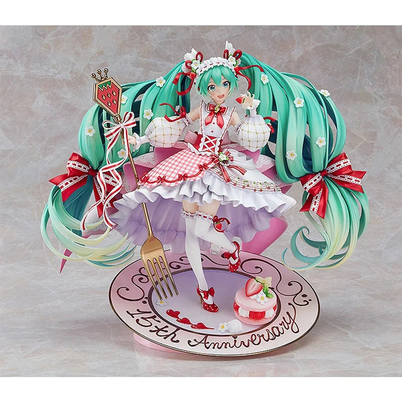 Genuine Original Vocaloid Hatsune Miku Original 15Th Anniversary Ver. Action Figure Collectible Model Satuette Ornament Toy Gift