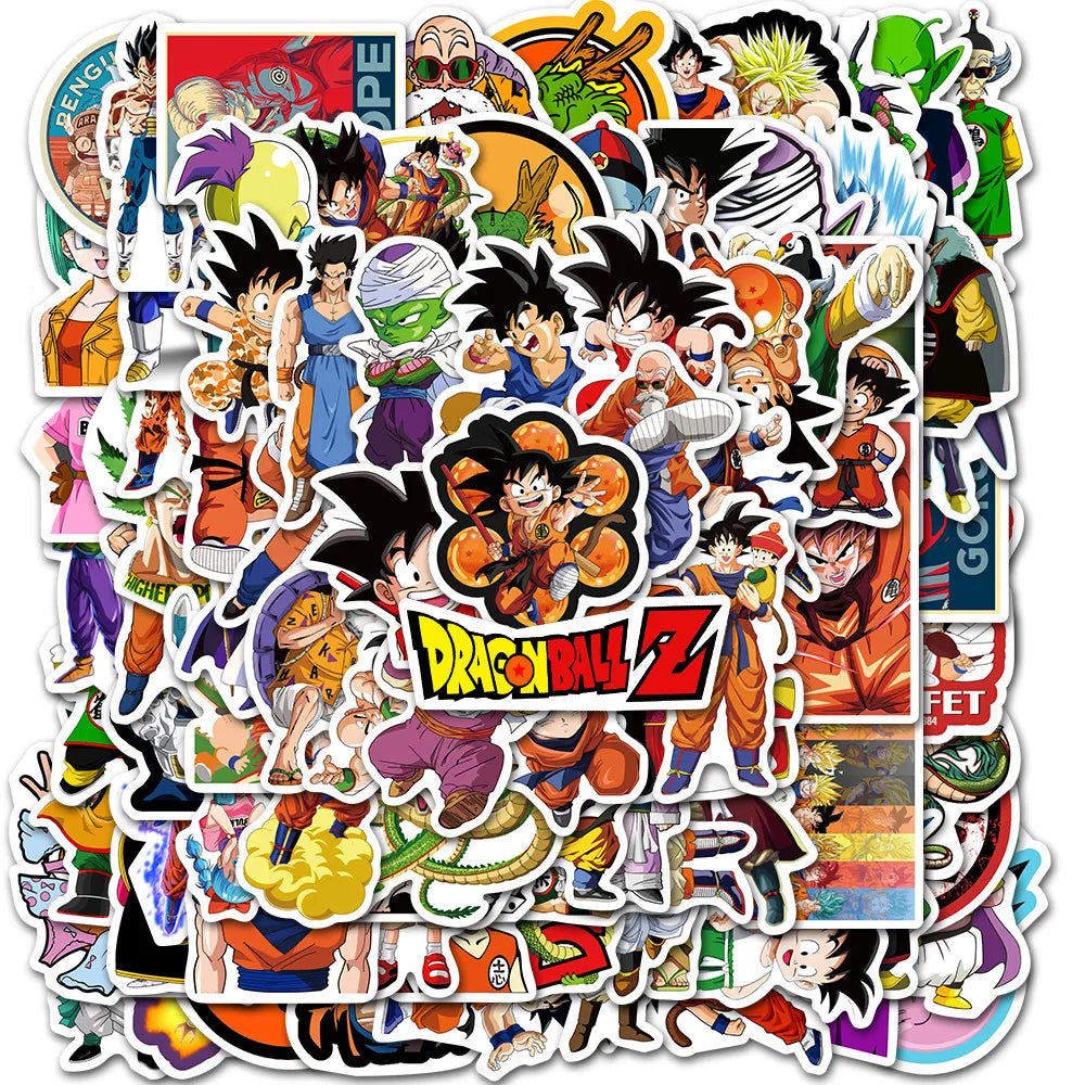 10/30/50/100 Uds. Pegatinas de dibujos animados de Dragon Ball de Anime para ordenador portátil, teléfono, Snowboard, equipaje, nevera, pegatina DIY, juguete para niños, pegatina de Graffiti, regalo