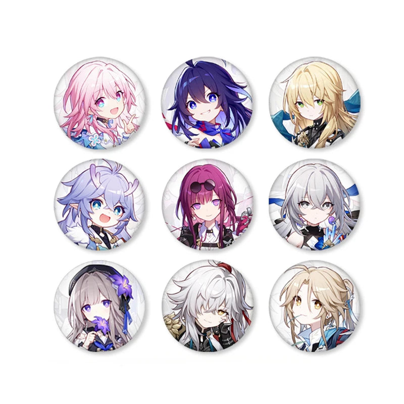 New Game Honkai Star Rail Cosplay Pins Anime Kawaii Herta Yanqing Bailu Serval Bronya Himeko Trailblazer Badges Backpack Brooch