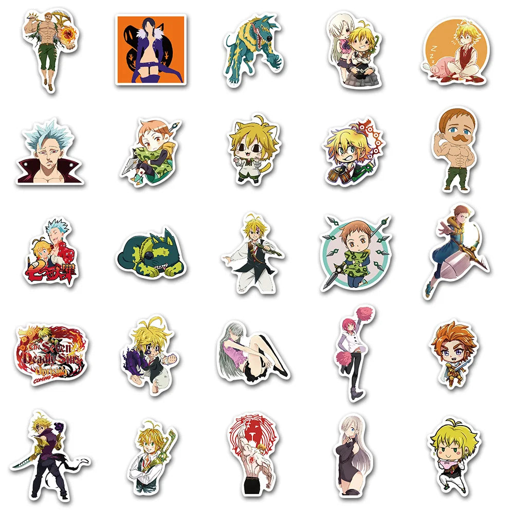 10/50PCS Japan Anime The Seven Deadly Sins Stickers Waterproof for DIY Guitar Laptop PS4 Skateboard Kids Toys Sticker