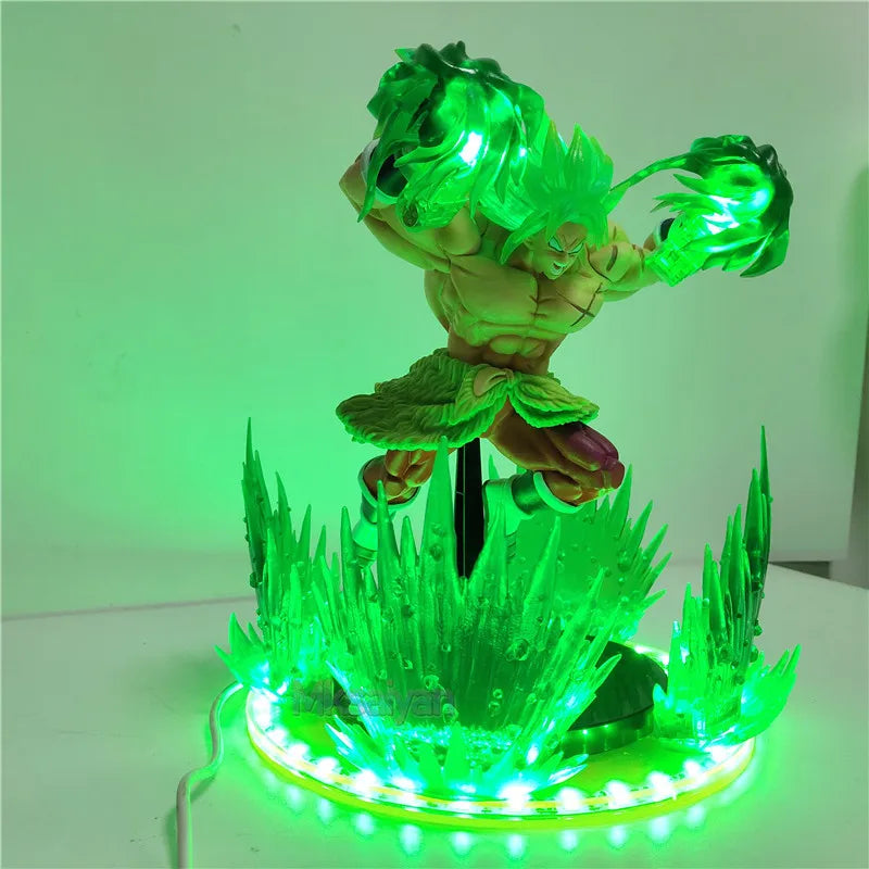 Dragon Ball Z Anime Figures Broly PVC Action Figure Green Power Led Effect Toys Super Saiyan Broly Scene Figurine DBZ Juguetes