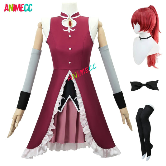 ANIMECC in Stock XS-2XL Sakura Kyoko Cosplay Puella Magi Madoka Magica Combats Wig Anime Halloween Party Costume for Women Girls