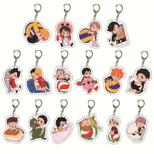 Japanese Anime Haikyuu Keychain Man Key Chain Bags Women Acrylic Key Ring Chain For Pants Kids Pendant Fashion