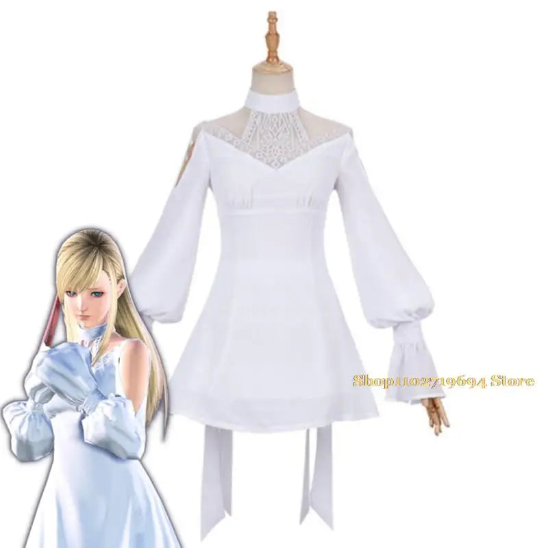 Game Final Fantasy XIV:A Realm Reborn FF14 FFXIV Ryne Minfilia Cosplay Costume White Lace Dress Anime Halloween Sexy Woman Suit