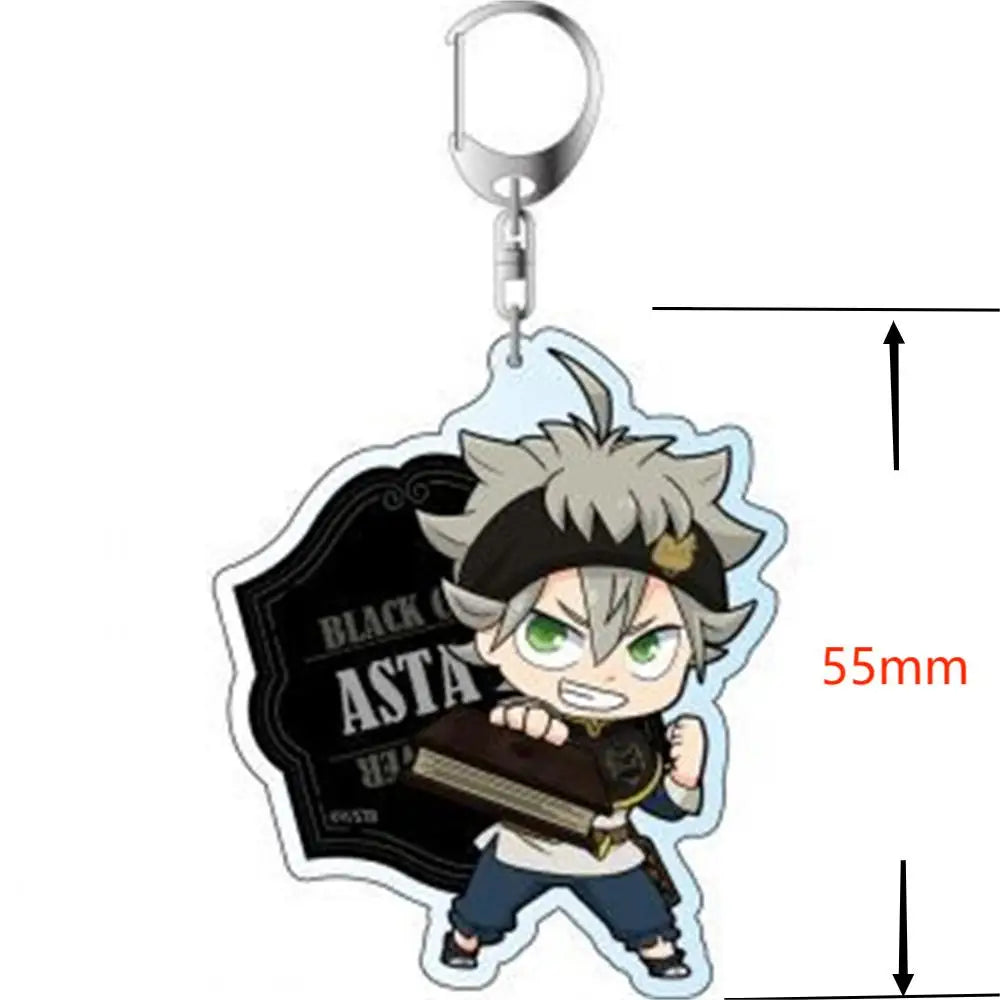 Black Clover Role Keychain Q Version Double-Sided Figure Printed Acrylic Keyring Pendant Souvenirs Anime Key Holder Accessories