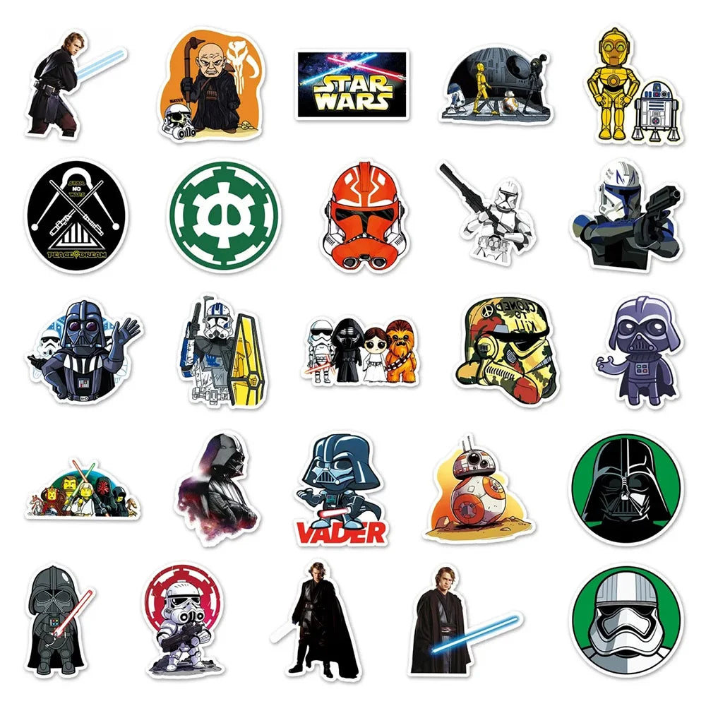 10/30/50pcs Cool Disney Cartoon Star Wars Stickers Decals Waterproof Graffiti Skateboard Luggage Laptop Stationery Kids Sticker