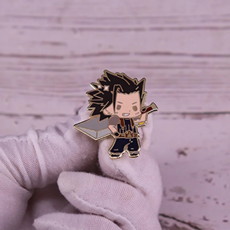 Final Fantasy VII Zack Fair Hard Enamel Pin Cartoon Cute Vitality Boy Brooch Backpack Lapel Pins Video Game Fans Jewelry Gifts