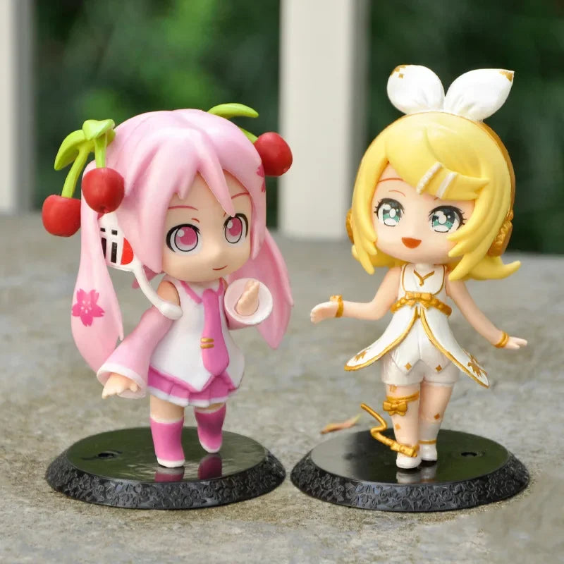 10cm Anime Hatsune Miku Kagamine Rin Len Luka Kawaii Figure Collect Model Toys Doll Key Chain Pendant Gifts