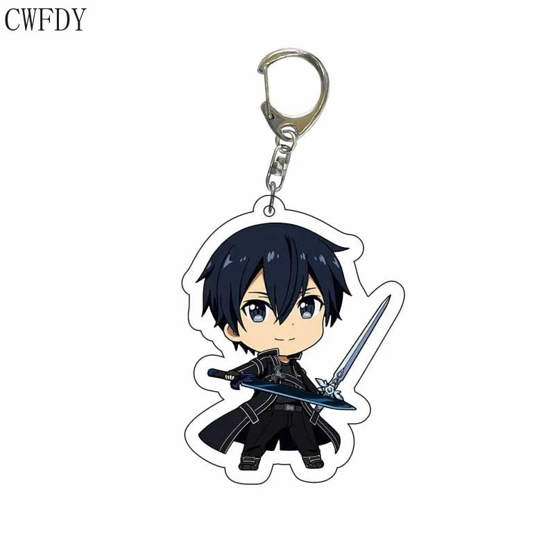 Fashion Anime Sword Art Online Keychain Kirito Asuna Yuuki Asuna Asada Shino Q Version Arcylic Pendant Key Chain Jewelry Gifts