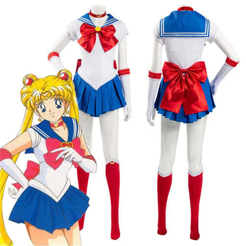 Disfraz de Cosplay de Sailor Moon de Anime Tsukino Usagi, uniforme, trajes, Cosplay para mujeres y niños, fiesta de carnaval de Halloween para niñas