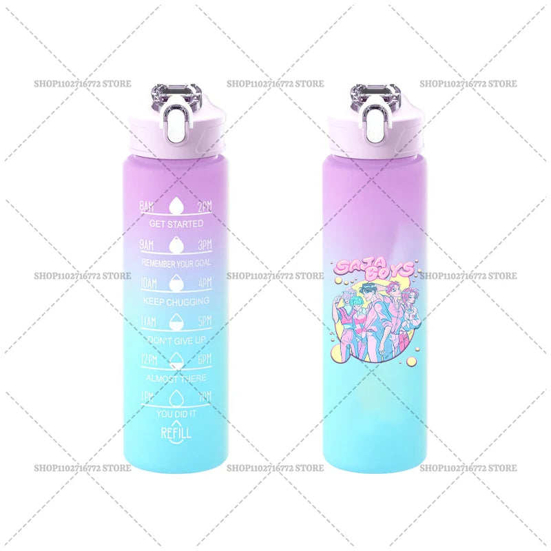 750ML KPop Demon Hunters Gradient Color Water Cup HUNTRIX Rumi Mira Zoey Jinu Drinking Bottle Saja Boys Tiger Kid Birthday Gift