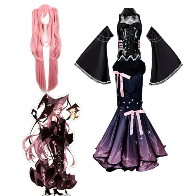 Anime Megurine Luka Cosplay Costume Wig Set