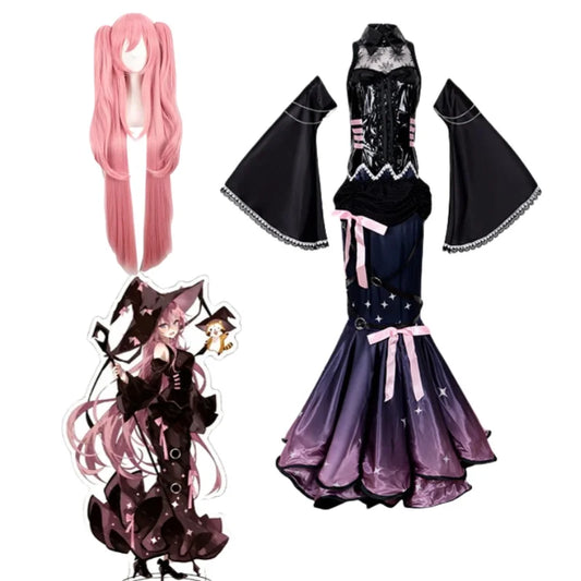 Anime Megurine Luka Cosplay Costume Wig Set