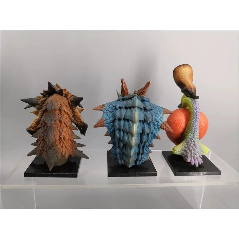 Bandai Genuine Bulk Capcom Head Sculpture Bust Monster Hunter Male Fire Dragon Anime Figure 10cm Model Collection Toy Gift