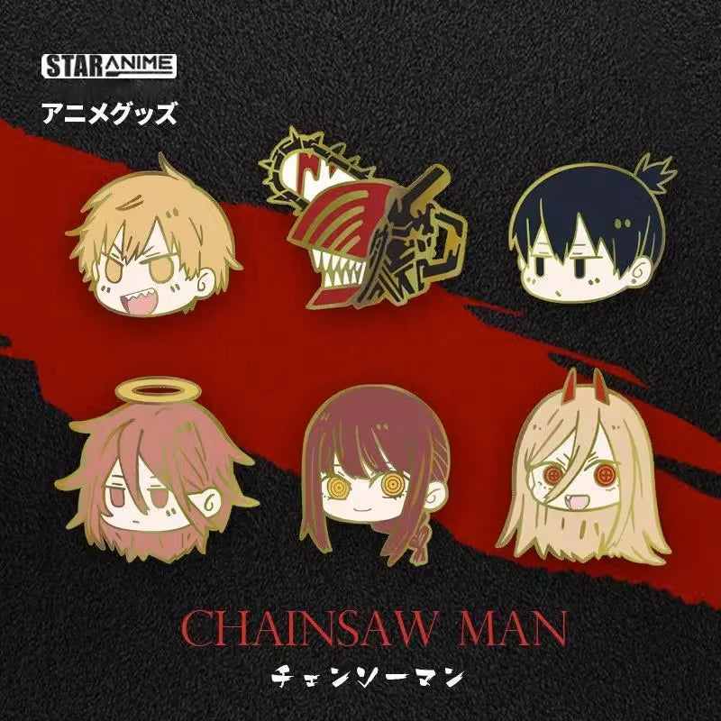 Anime Chainsaw Man Brooch Pochita Cosplay Accessories Badge Denji Makima Cartoon Fashion Ornaments Alloy Jewelry Pin Sets