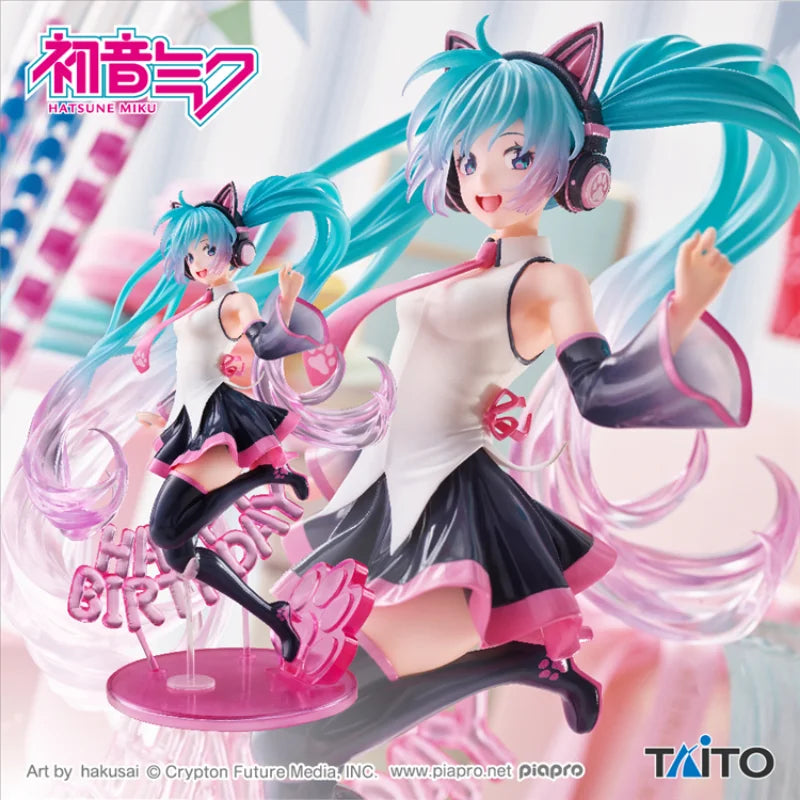 TAITO VOCALOID 2021 Happy Cat Ver Kawaii Hatsune Miku Anime 23cm PVC Model Action Toy Figures Gift for Kids