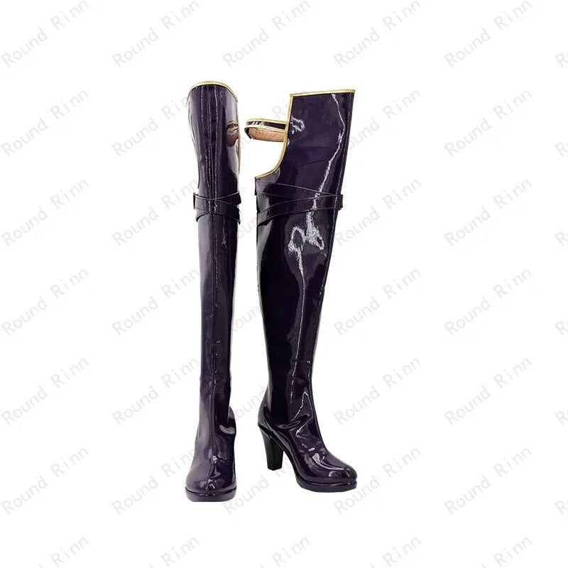 Blake Belladonna Cosplay Shoes Black Handmade Faux Leather Boots