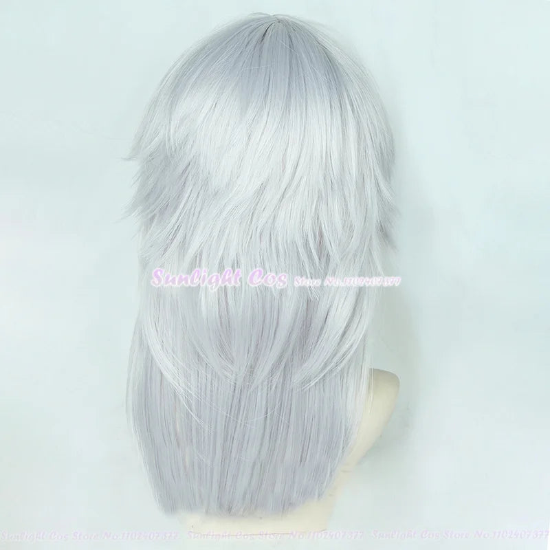 FF14 Themis Cosplay Wig Final Fantasy XIV Cosplay Themis Anime Wig Silver Gray Heat Resistant Synthetic Hair Role Play + Wig Cap