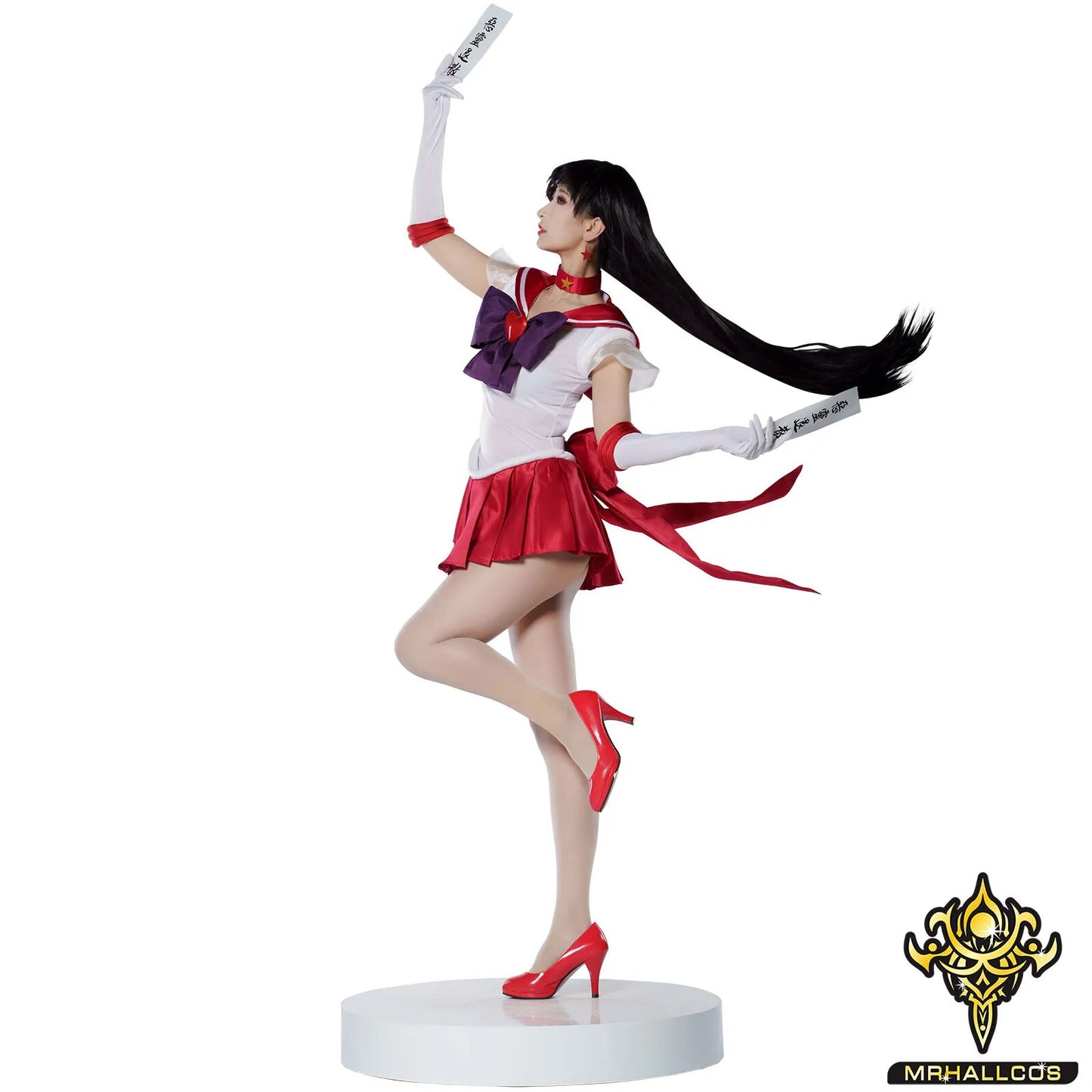 MRHALLCOS Anime Cosplay Sailor Moon Mars Rei Hino SuperS vestido de cristal trajes disfraz fiesta de Halloween chico mujeres adultas de talla grande