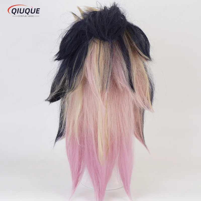 High Quality KDA Akali Mixed Color Ponytail Wig LOL Akali Heat Resistant Synthetic Hair Halloween Party Wigs + Free Wig Cap