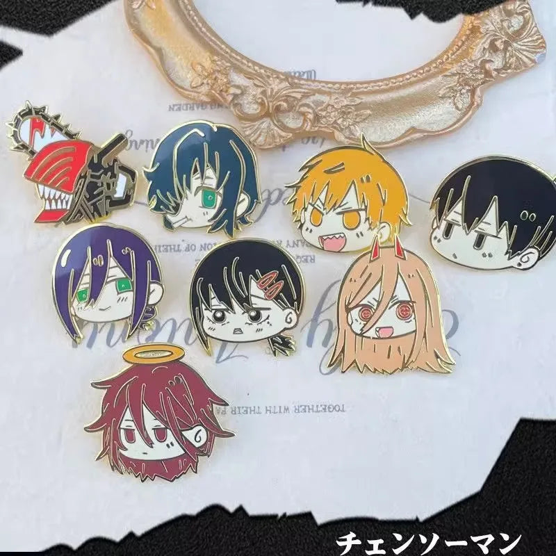 Anime Chainsaw Man Brooch Pochita Cosplay Accessories Badge Denji Makima Cartoon Fashion Ornaments Alloy Jewelry Pin Sets