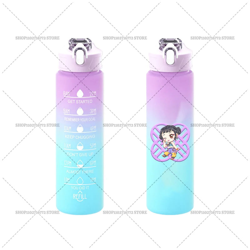 750ML KPop Demon Hunters Gradient Color Water Cup HUNTRIX Rumi Mira Zoey Jinu Drinking Bottle Saja Boys Tiger Kid Birthday Gift