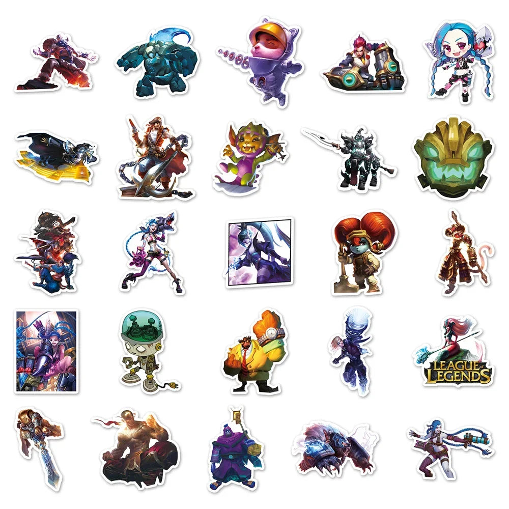 10/30/50PCS League of Legends Game Cartoon Personality Creative Graffiti Sticker Desk Guitar ComputerWaterproof StickerWholesale