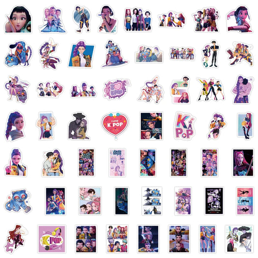 55PCS KPop Demon Hunters Animation Waterproof Cartoon Comedy Comics Stickers Decoration  DIY Notebook Mobile Water Cup Kids Toys