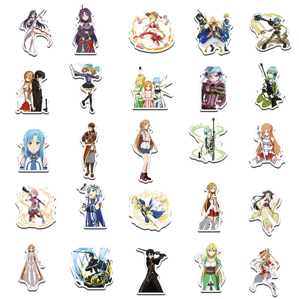 10/30/50PCS New DIY Sword Art Online Sticker Cartoon Creative Anime iPad Luggage Car  Guitar Bed Decoration Waterproof Wholesale