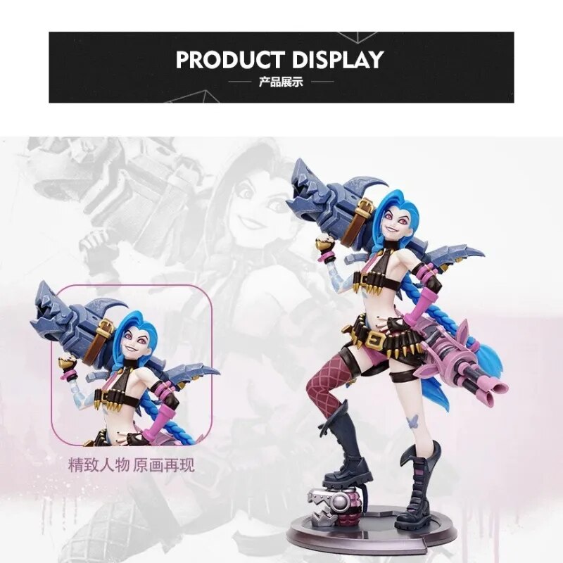 Figura de Anime League of Legends Jinx, periférico de juego auténtico oficial, modelo de escultura de tamaño mediano, periféricos LOL