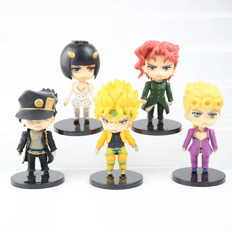 5PCS anime jojo bizarre adventure figure Kujo Jotaro figurine Higashikata Josuke Kakyoin Noriaki Action Figure model toy 10-11CM