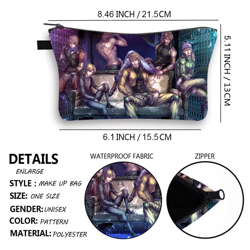 Anime Jojo Bizarre Adventure Cosmetic Bag Cartoon Killer Queen Makeup Beauty Bags Girls Clutch Cosmetic Case Ladies Lipstick Bag