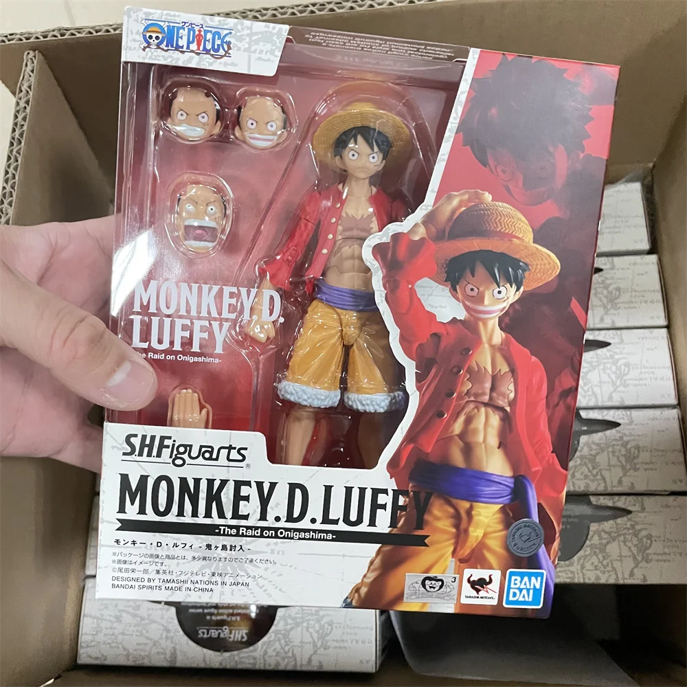 In Stock One Piece Luffy S.H.Figuarts Anime Original Monkey D Luffy PVC Action Figures The Raid on Onigashima Toys for Children