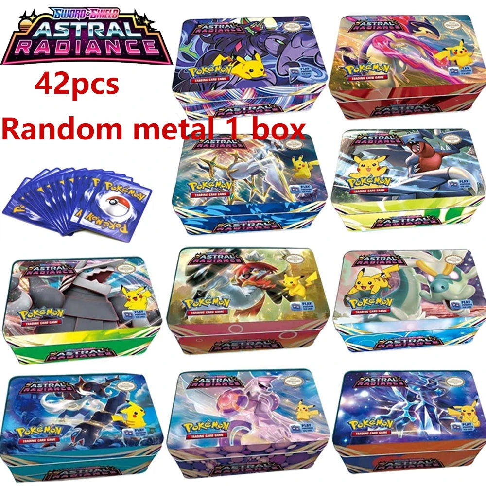 New SCARLET&VIOLET Pokemon cards Iron Box 42 Card Battle Game Hobby Collectibles Game Collection Anime Children's Cards