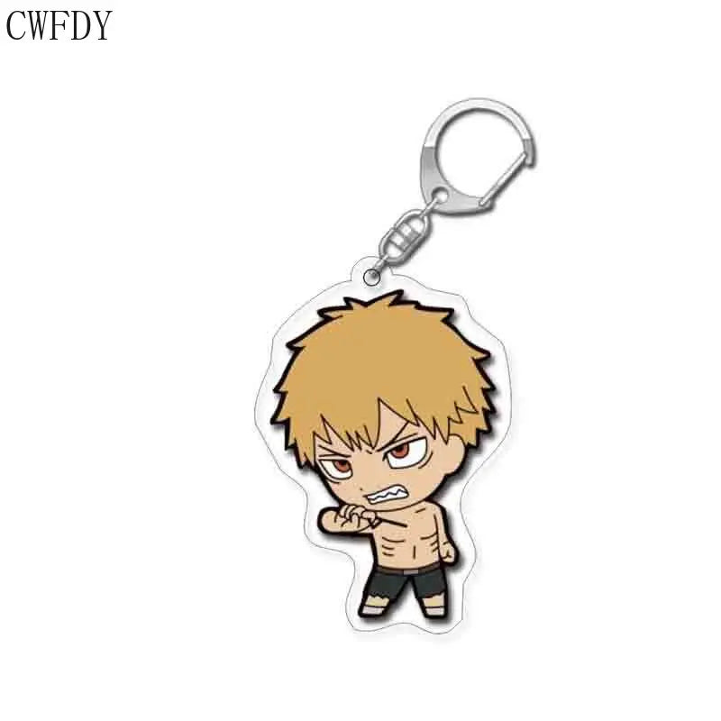 Chainsaw Man Cosplay Keychain Cartoon Denji Power Hayakawa Aki Transparent PVC Double Sided Key Chain For Friends Christmas Gift