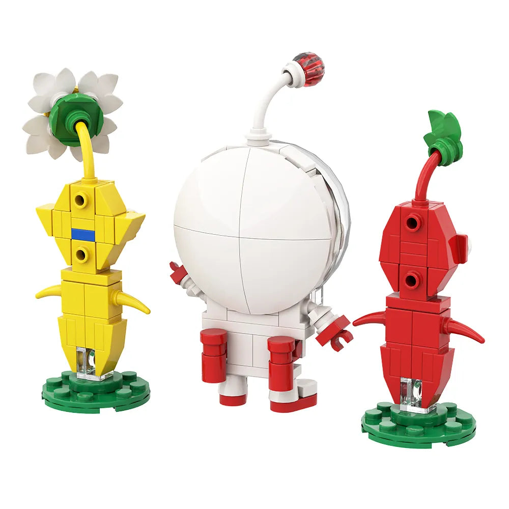 Moc Anime Pikmined figura juego de bloques de construcción Olimar planta Animal hombre DIY bloques de modelismo juguetes conjuntos niños adultos regalo de cumpleaños Rock