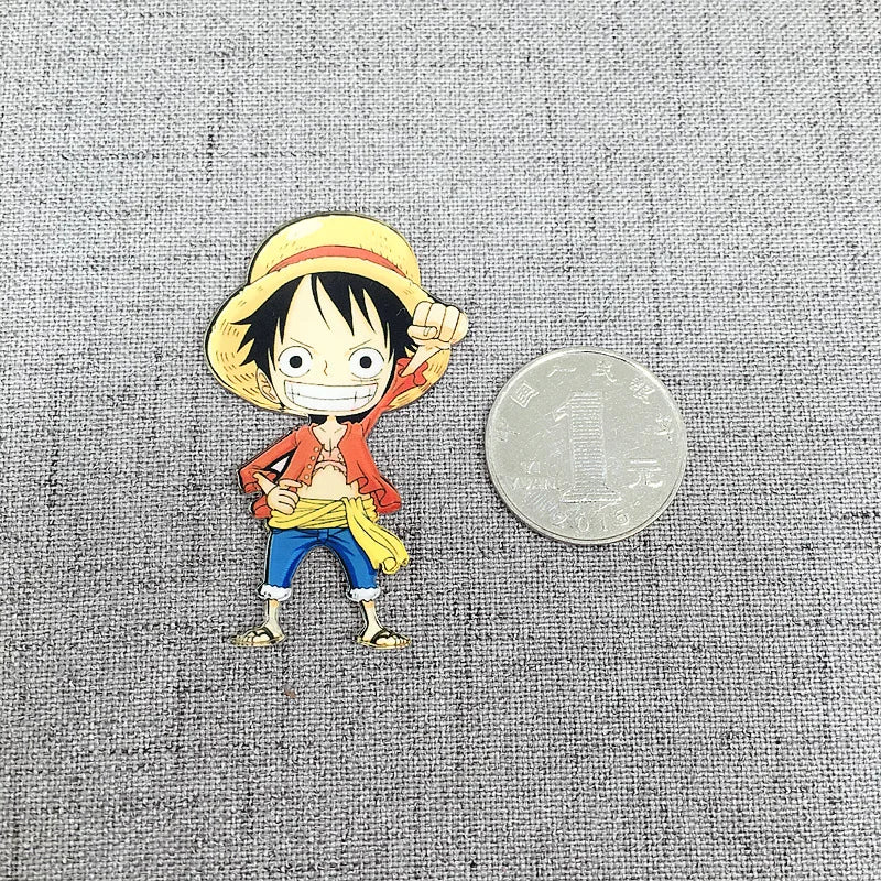 9 unids/set Anime One Piece Luffy Roronoa Zoro Usopp Sanji modelo acrílico adhesivo magnético para refrigerador decoración del hogar adornos juguetes regalo