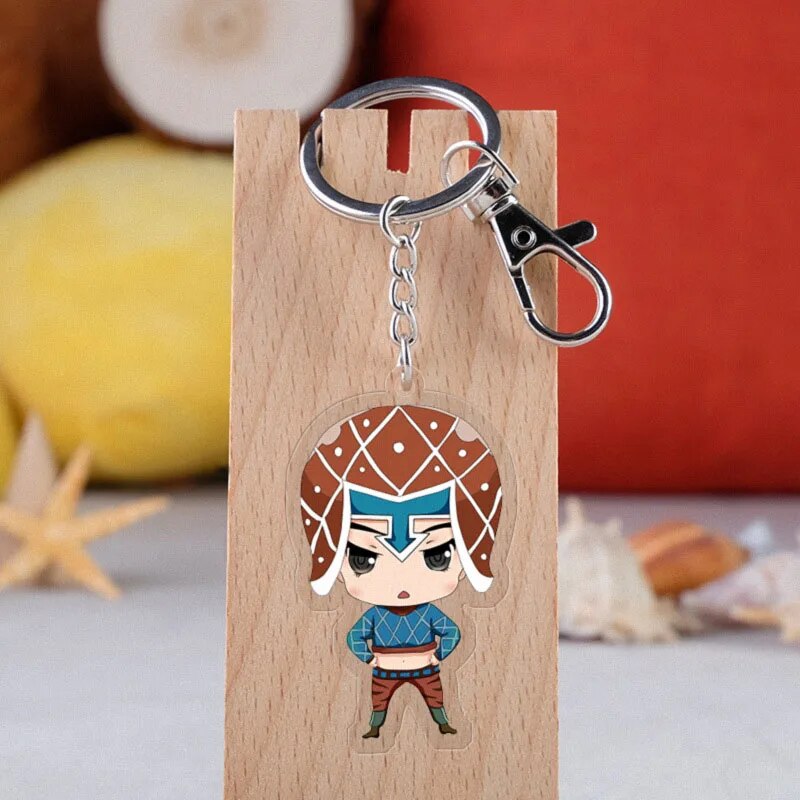 Anime JOJO Bizarre Adventure Keychain Cartoon Figure Acrylic Pendent Keyring