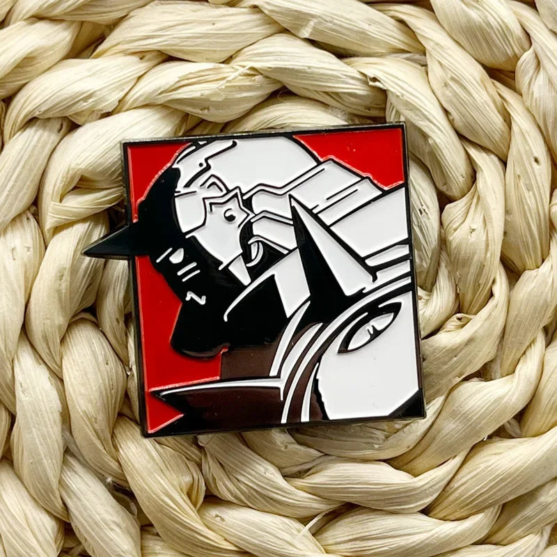 Anime Alphonse Elric Fullmetal Alchemist Black And White Cartoon Metal Enamel Backpack Bag Lapel Badge Brooch Pin