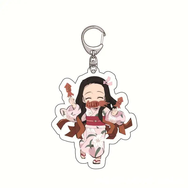 New Demon Slayer Keychain Kimetsu No Yaiba Blade of Ghost Key Chain Cute Kanroji Tokitou Pendant Car Key Ring Anime Jewelry Gift